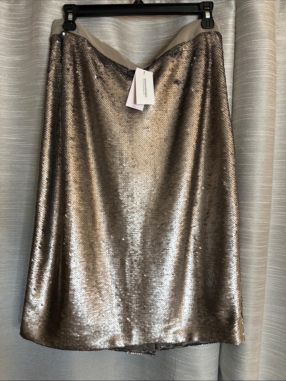Sequin A-Line Pencil Skirt - Metallic Champagne